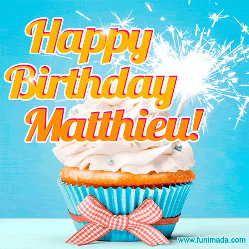 Happy Birthday, Matthieu! Elegant cupcake with a sparkler.