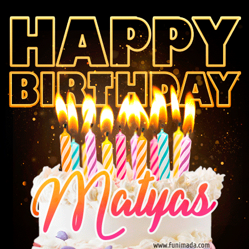 Matyas - Animated Happy Birthday Cake GIF for WhatsApp