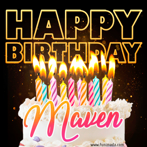 Maven - Animated Happy Birthday Cake GIF Image for WhatsApp