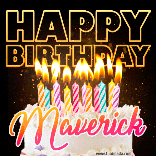 Maverick - Animated Happy Birthday Cake GIF Image for WhatsApp