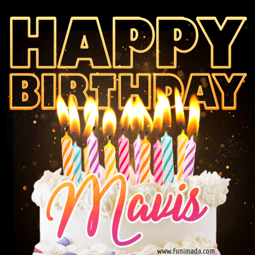 Mavis - Animated Happy Birthday Cake GIF Image for WhatsApp