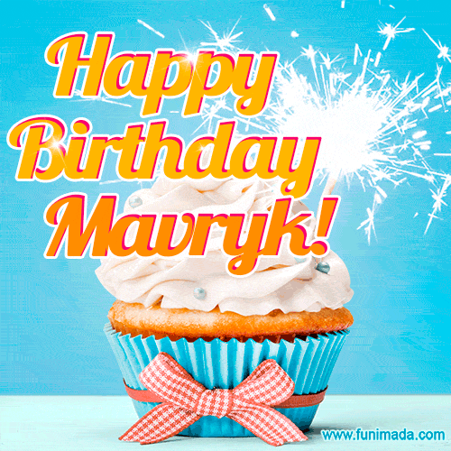 Happy Birthday, Mavryk! Elegant cupcake with a sparkler.