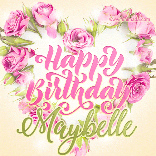 Pink rose heart shaped bouquet - Happy Birthday Card for Maybelle