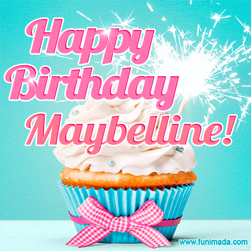 Happy Birthday Maybelline! Elegang Sparkling Cupcake GIF Image.