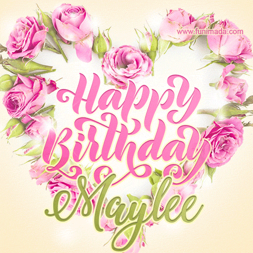 Pink rose heart shaped bouquet - Happy Birthday Card for Maylee