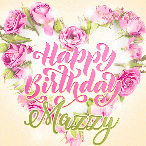 Pink rose heart shaped bouquet - Happy Birthday Card for Mazzy