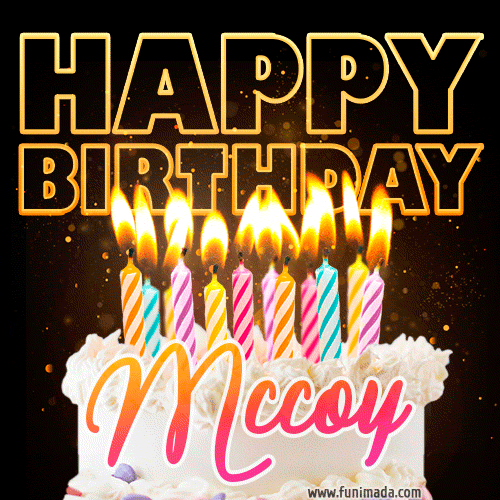 Mccoy - Animated Happy Birthday Cake GIF for WhatsApp
