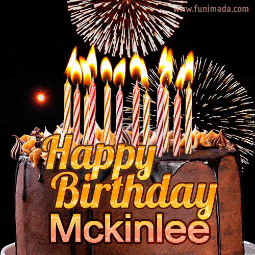 Chocolate Happy Birthday Cake for Mckinlee (GIF)
