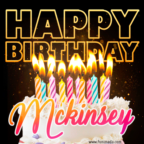 Mckinsey - Animated Happy Birthday Cake GIF Image for WhatsApp