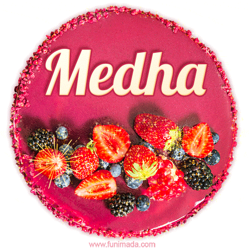 Happy Birthday Cake with Name Medha - Free Download