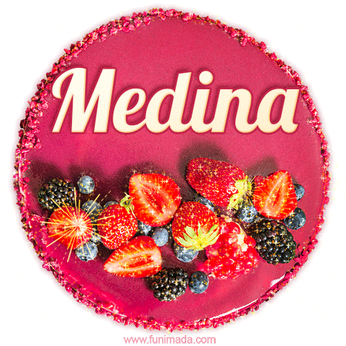 Happy Birthday Cake with Name Medina - Free Download