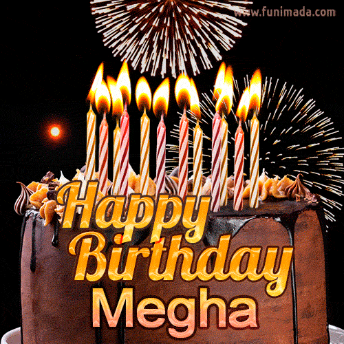 Chocolate Happy Birthday Cake for Megha (GIF)