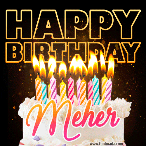 Meher - Animated Happy Birthday Cake GIF Image for WhatsApp