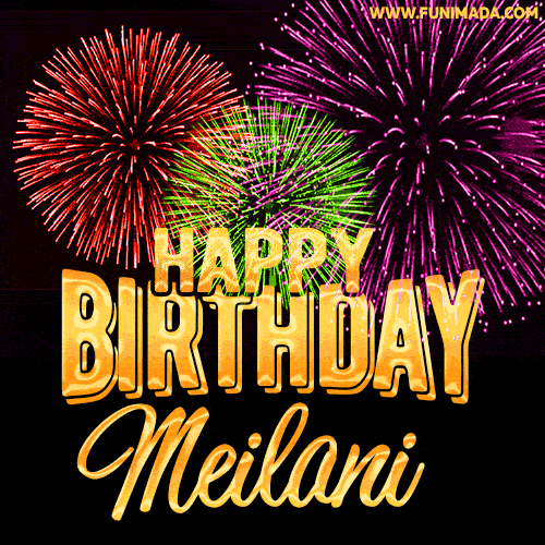Wishing You A Happy Birthday, Meilani! Best fireworks GIF animated greeting card.