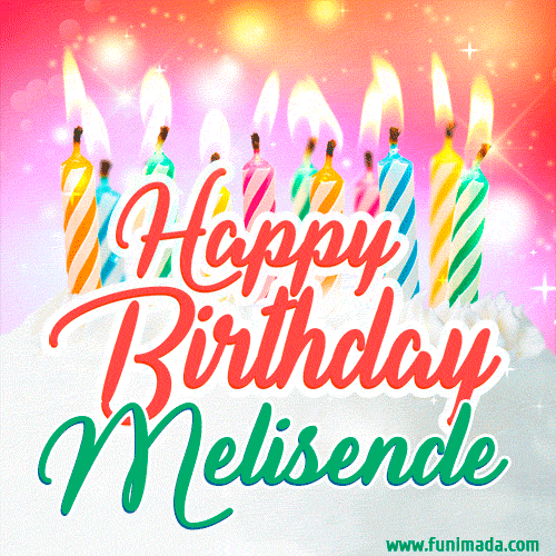 Happy Birthday GIF for Melisende with Birthday Cake and Lit Candles