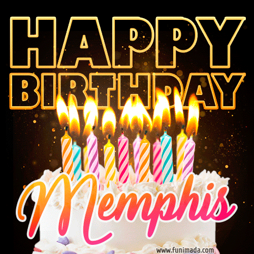 Memphis - Animated Happy Birthday Cake GIF for WhatsApp
