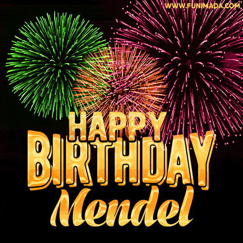 Wishing You A Happy Birthday, Mendel! Best fireworks GIF animated greeting card.