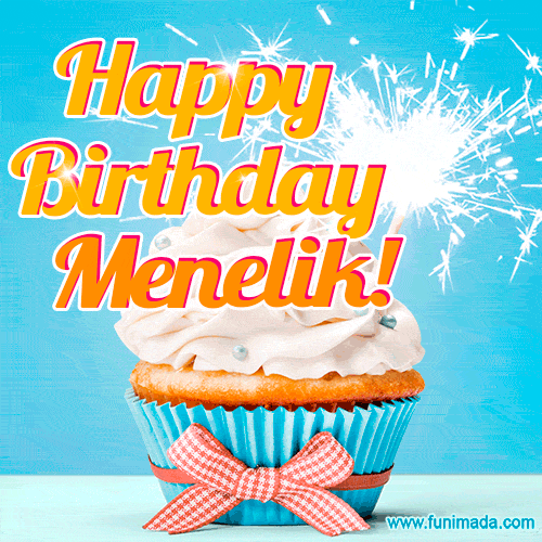 Happy Birthday, Menelik! Elegant cupcake with a sparkler.