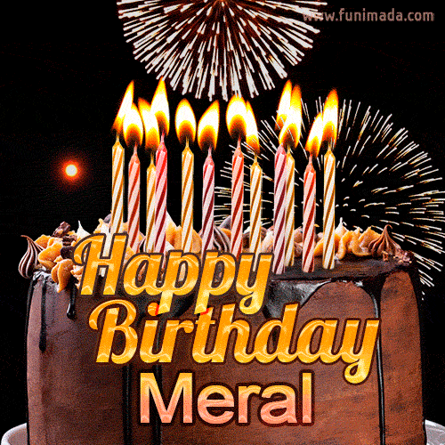 Chocolate Happy Birthday Cake for Meral (GIF)