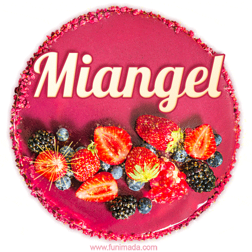Happy Birthday Cake with Name Miangel - Free Download