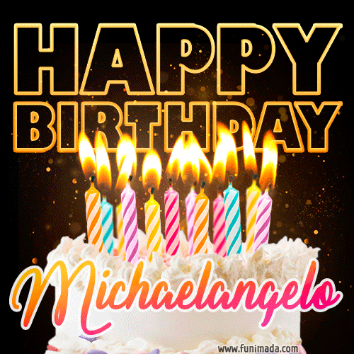 Michaelangelo - Animated Happy Birthday Cake GIF for WhatsApp