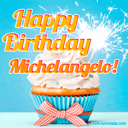 Happy Birthday, Michelangelo! Elegant cupcake with a sparkler.