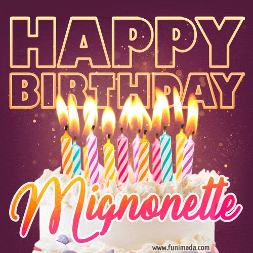 Mignonette - Animated Happy Birthday Cake GIF Image for WhatsApp