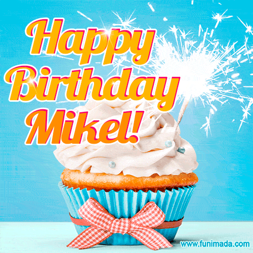 Happy Birthday, Mikel! Elegant cupcake with a sparkler.