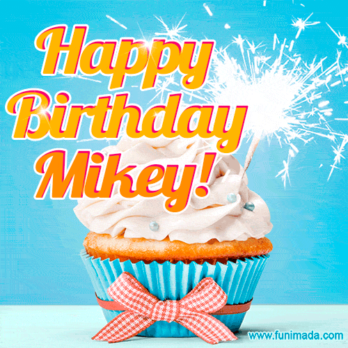 Happy Birthday, Mikey! Elegant cupcake with a sparkler.