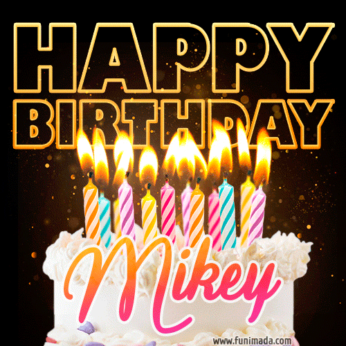 Mikey - Animated Happy Birthday Cake GIF for WhatsApp
