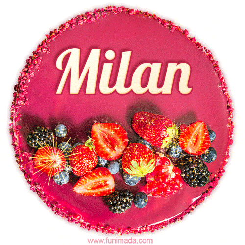 Happy Birthday Cake with Name Milan - Free Download