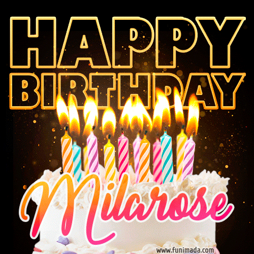 Milarose - Animated Happy Birthday Cake GIF Image for WhatsApp