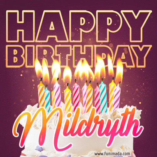 Mildryth - Animated Happy Birthday Cake GIF Image for WhatsApp