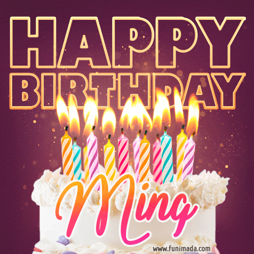 Ming - Animated Happy Birthday Cake GIF Image for WhatsApp