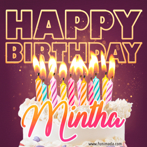 Mintha - Animated Happy Birthday Cake GIF Image for WhatsApp