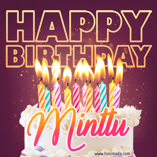 Minttu - Animated Happy Birthday Cake GIF Image for WhatsApp