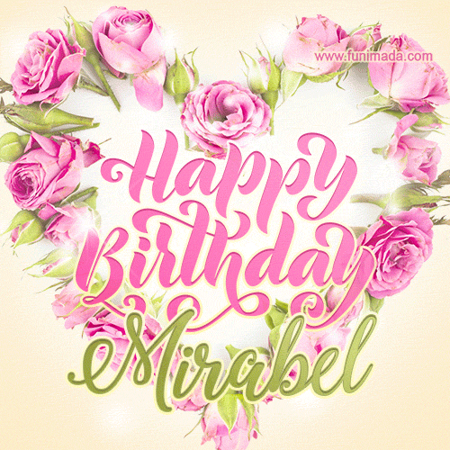 Pink rose heart shaped bouquet - Happy Birthday Card for Mirabel