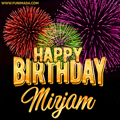 Wishing You A Happy Birthday, Mirjam! Best fireworks GIF animated greeting card.