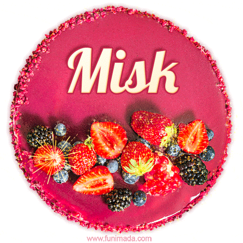 Happy Birthday Cake with Name Misk - Free Download