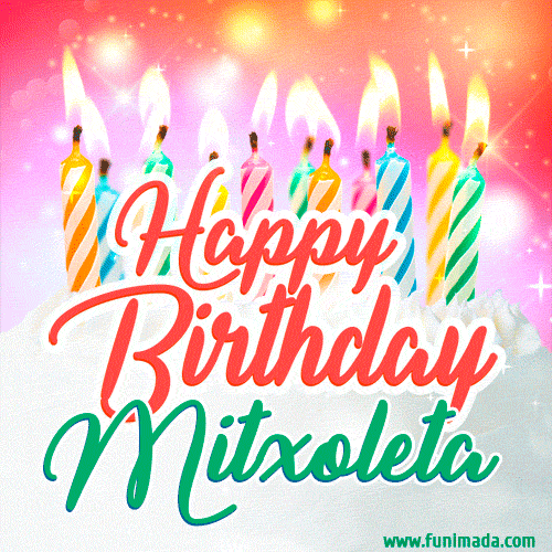 Happy Birthday GIF for Mitxoleta with Birthday Cake and Lit Candles