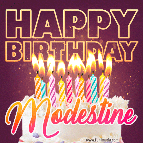 Modestine - Animated Happy Birthday Cake GIF Image for WhatsApp