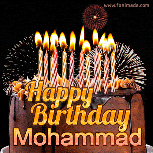 Chocolate Happy Birthday Cake for Mohammad (GIF)