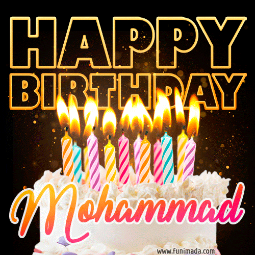 Mohammad - Animated Happy Birthday Cake GIF for WhatsApp