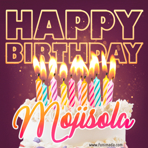 Mojisola - Animated Happy Birthday Cake GIF Image for WhatsApp