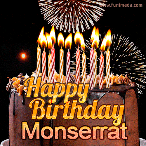 Chocolate Happy Birthday Cake for Monserrat (GIF)