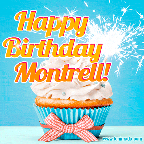 Happy Birthday, Montrell! Elegant cupcake with a sparkler.