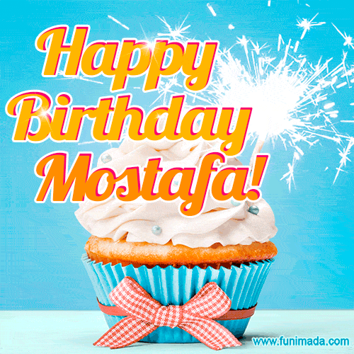 Happy Birthday, Mostafa! Elegant cupcake with a sparkler.