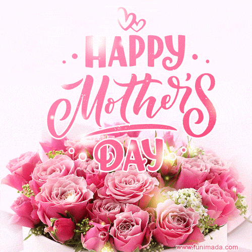 Amazing pink roses and glitter happy mother's day animated image