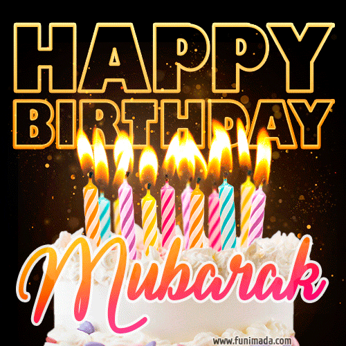 Mubarak - Animated Happy Birthday Cake GIF for WhatsApp