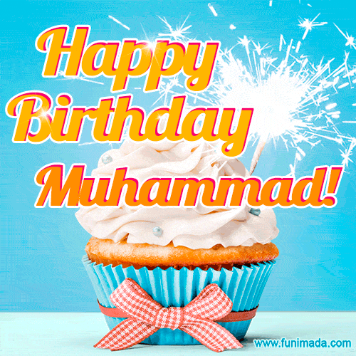 Happy Birthday, Muhammad! Elegant cupcake with a sparkler.